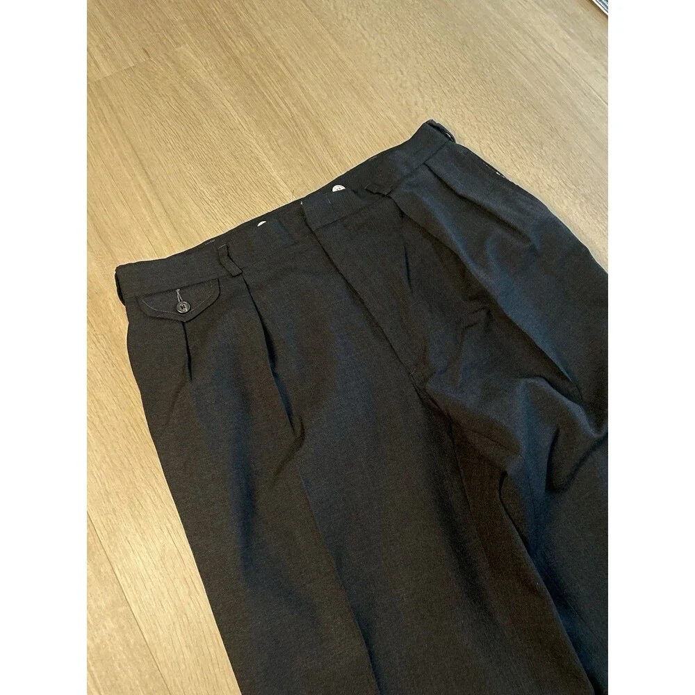 Polo Ralph Lauren Mens Black Pleated Dress Pants Cuffed Trouser Classic Fit